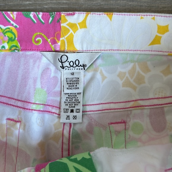 Vtg Lilly Pulitzer white label Patchwork Boot Cut Beads Rhinestones Pants 12 - Picture 9 of 11